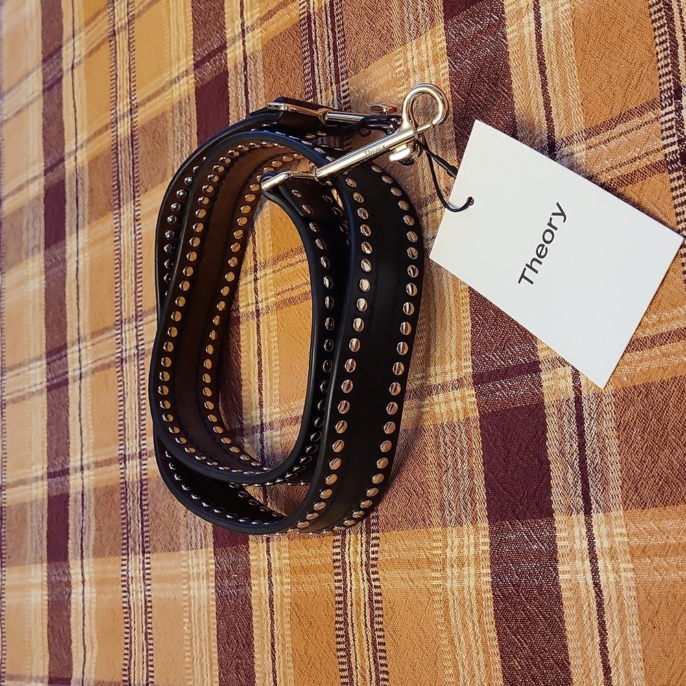 Nwt Theory Wavy Rivet strap, two-sided,leather/suede